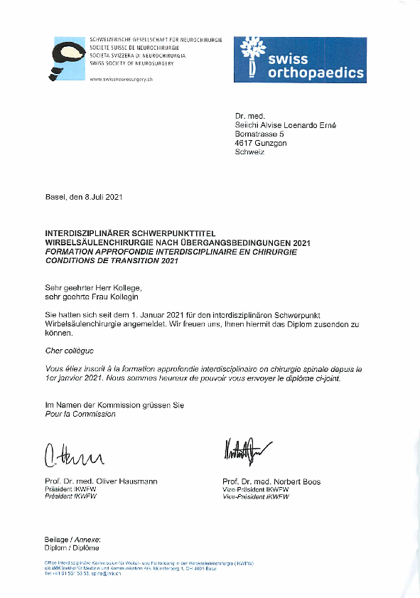 Weiterbildungsdiplom Interdisziplinärer Schwerpunkt für Wirbelsäulenchirurgie | Prof. Weckbach Weiterbildungsdiplom Interdisziplinärer Schwerpunkt für Wirbelsäulenchirurgie | Prof. Weckbach